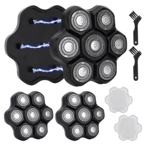 7 Blades Head Shaver Replacement Heads - Shaver Replacement Blades - Magnetic Shaver Replacement Heads for Head Shaver Universal Replacement Heads 2pcs