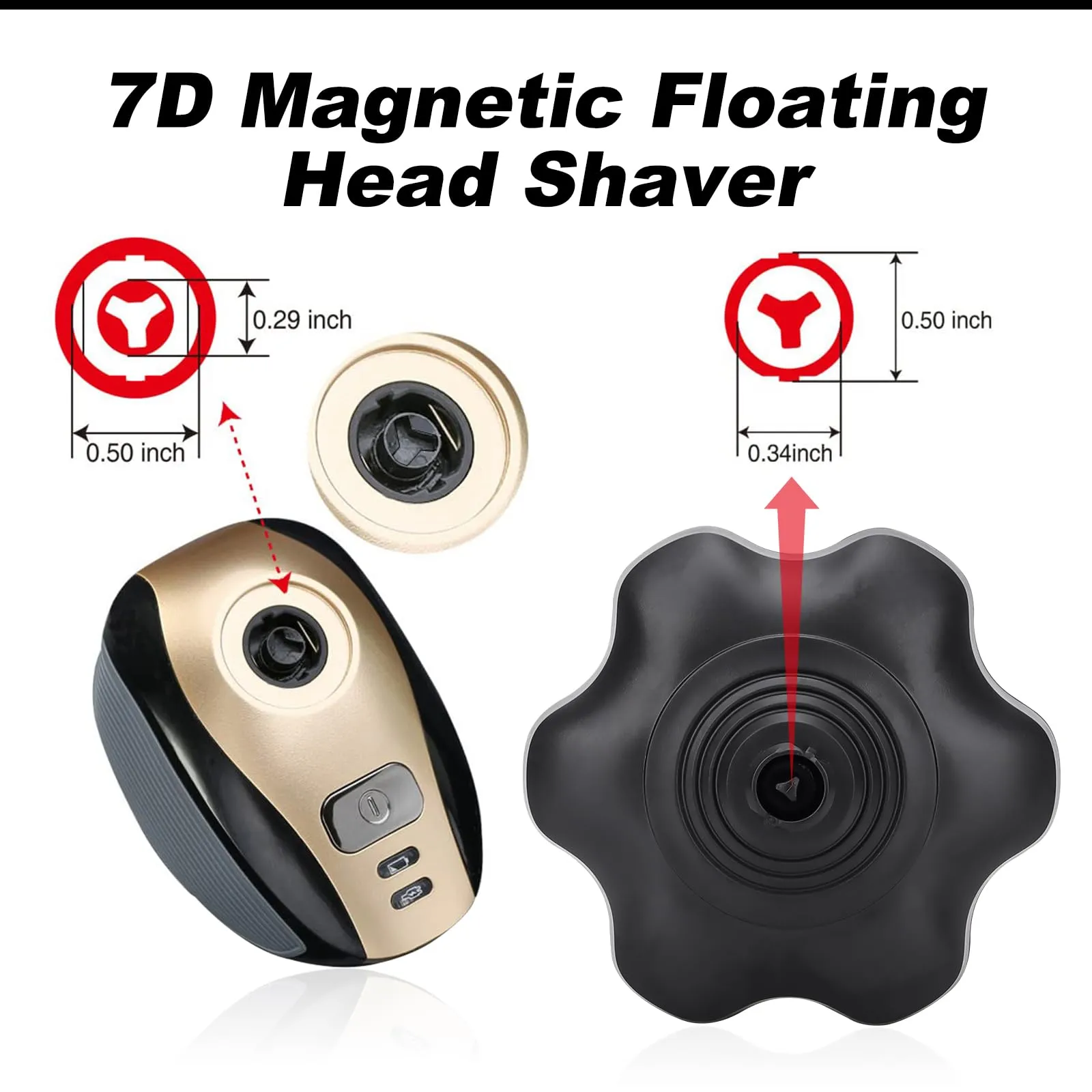 7 Blades Head Shaver Replacement Heads - Shaver Replacement Blades - Magnetic Shaver Replacement Heads for Head Shaver Universal Replacement Heads 2pcs