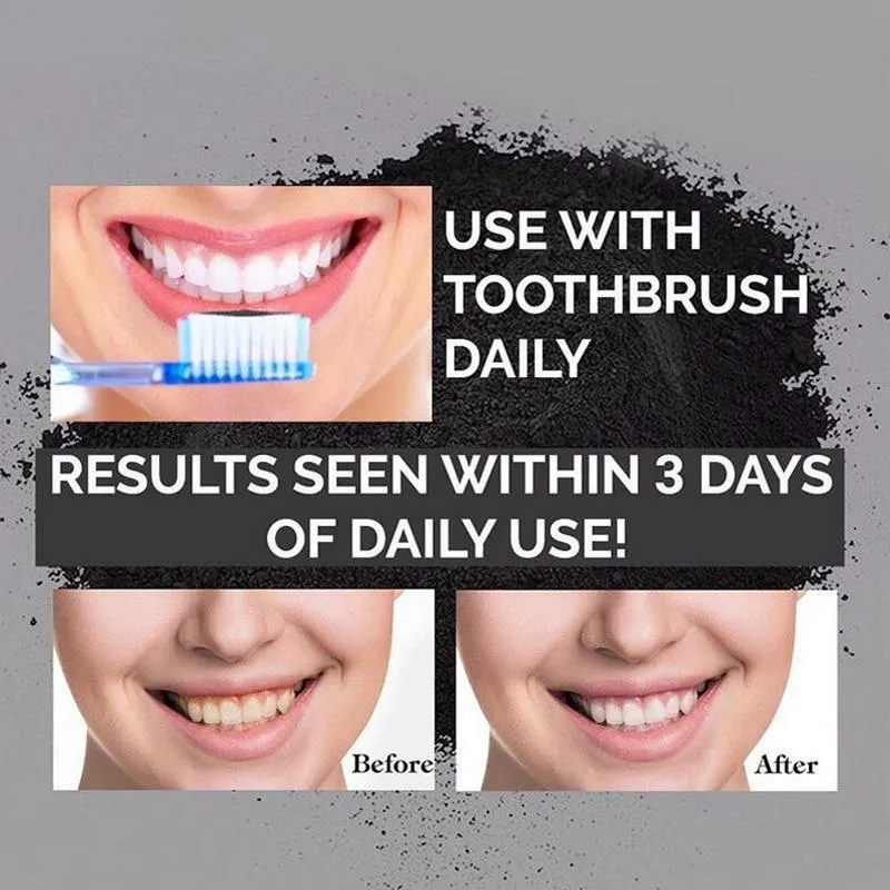 Activated Coconut Charcoal Powder Teeth Whitening Bamboo Teeth Kit Toothbrush Oral Hygiene oz