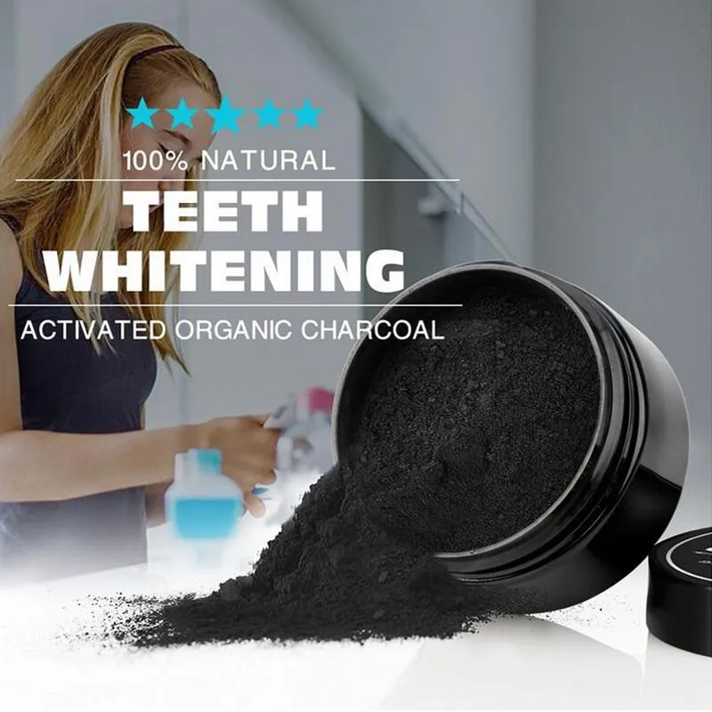 Activated Coconut Charcoal Powder Teeth Whitening Bamboo Teeth Kit Toothbrush Oral Hygiene oz