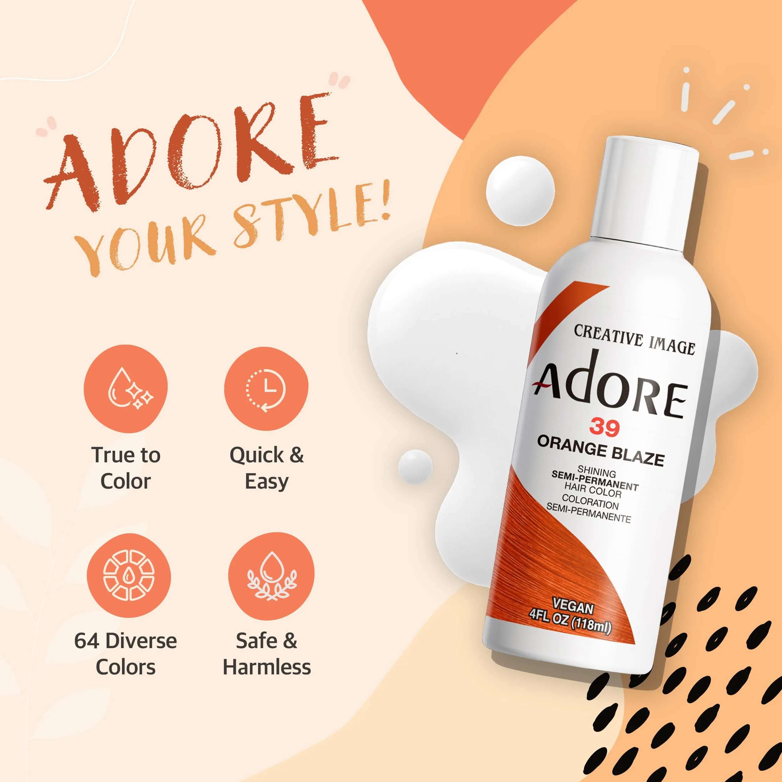 Adore Semi Permanent Hair Color - Vegan and Cruelty-Free Purple Hair Dye - 4 Fl Oz - 116 Purple Rage (Pack of 2)