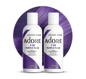 Adore Semi Permanent Hair Color - Vegan and Cruelty-Free Purple Hair Dye - 4 Fl Oz - 116 Purple Rage (Pack of 2)