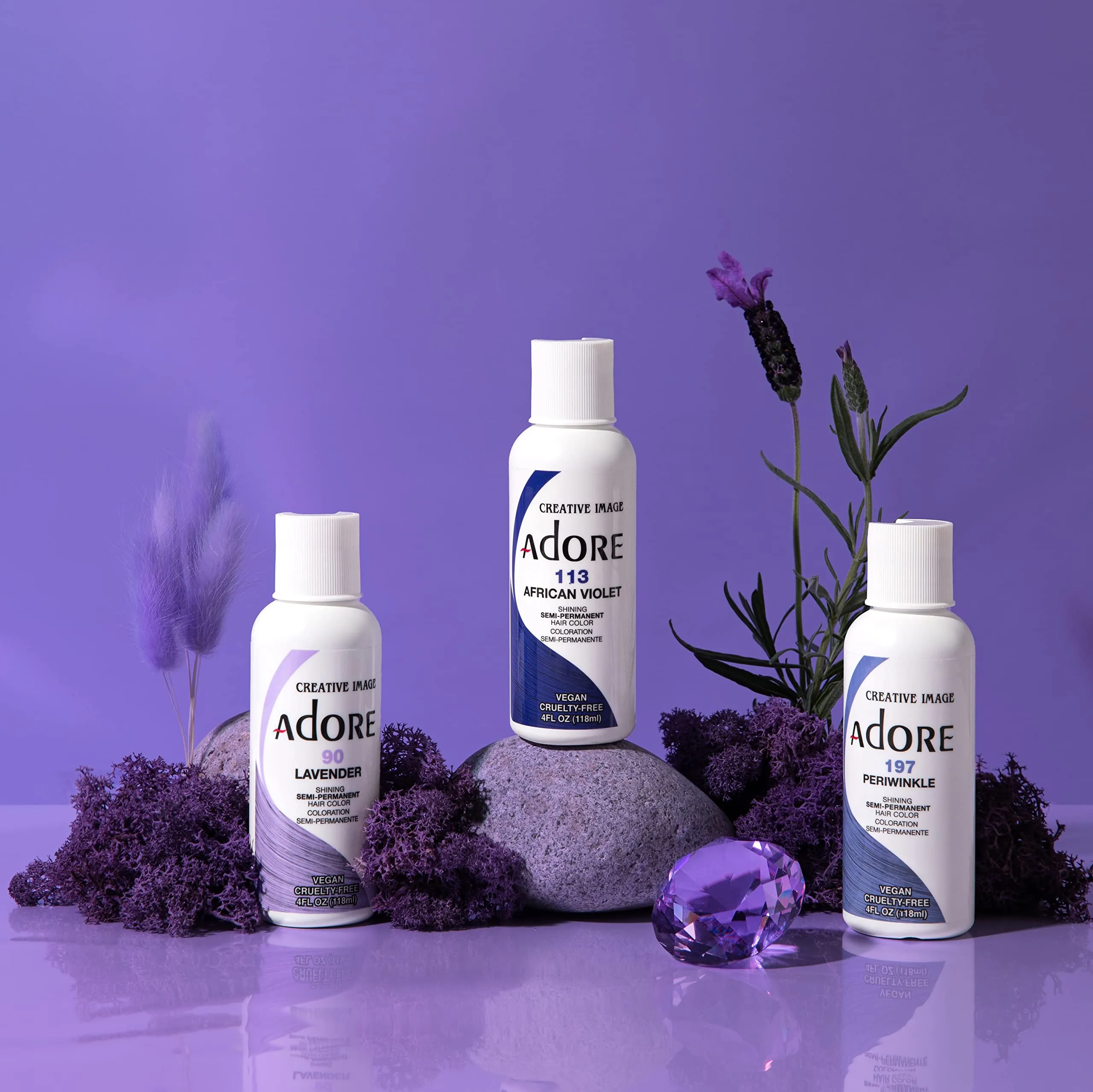 Adore Semi Permanent Hair Color - Vegan and Cruelty-Free Purple Hair Dye - 4 Fl Oz - 116 Purple Rage (Pack of 2)