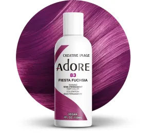 Adore Semi Permanent Hair Color - Vegan and Cruelty-Free Red Hair Dye - 4 Fl Oz - 083 Fiesta Fuchsia (Pack of 1)