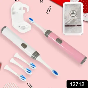 Adult Waterproof Sonic Toothbrush with 4 Heads & Holder