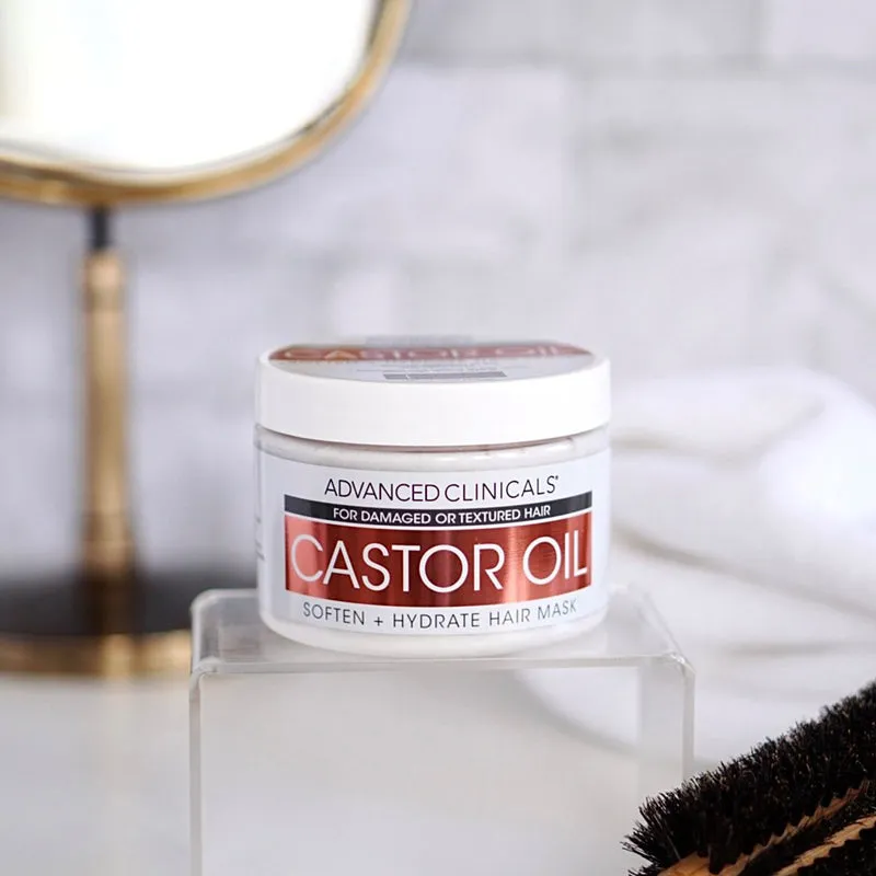 ADVANCED CLINICALS Dry Hair Rescue Castor Oil Soften   Hydrate Hair Mask ماسك الشعر بزيت الخروع من ادفانسد كلينيكالز