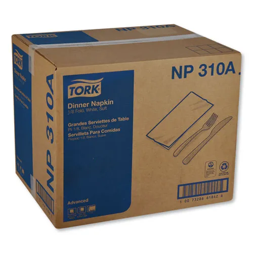Advanced Dinner Napkins, 2 Ply, 15" X 16.25", 1/8 Fold, White, 375/packs, 8 Packs/carton