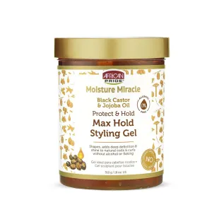 African Pride Moisture Miracle Black Castor & Jojoba Oil Max Hold Styling Gel 510g