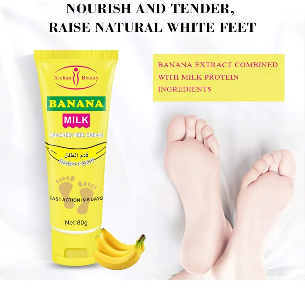 AICHUN BEAUTY Cracked Heel Cream Foot Care Banana Milk Cream Rough Dry Skin Baby Foot 80g