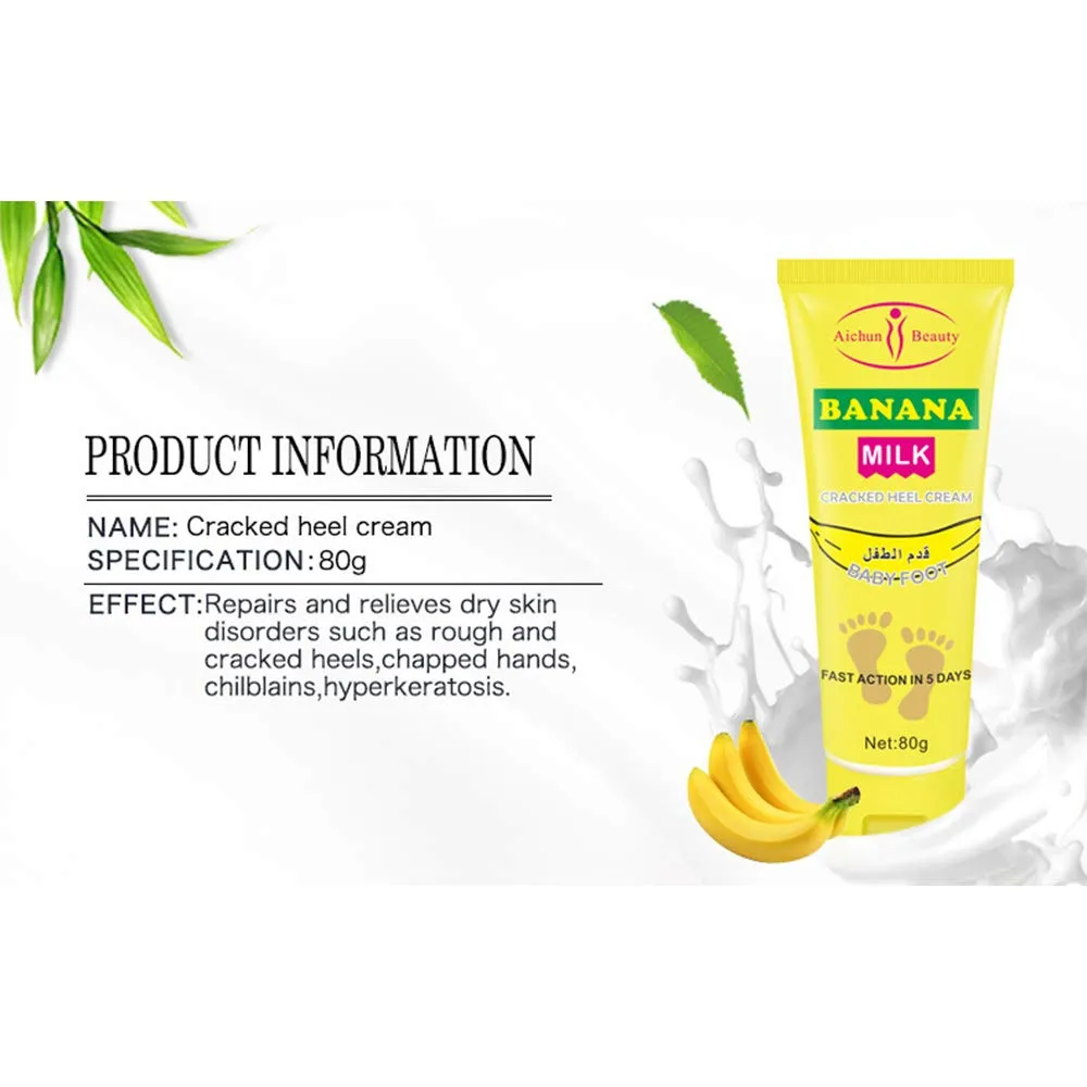 AICHUN BEAUTY Cracked Heel Cream Foot Care Banana Milk Cream Rough Dry Skin Baby Foot 80g