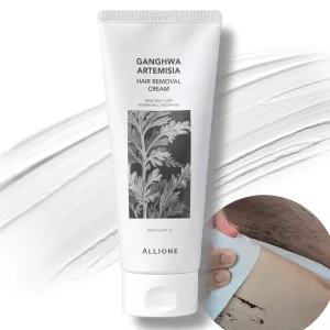 Allione Hair Removal Cream with Mugwort | Sooth & Painless for Sensitive Skin, Bikini, Underarms, Arms, Legs, Chest Hair Removal with Floral Scent, Crema Depiladora for Women & Men, 200ml