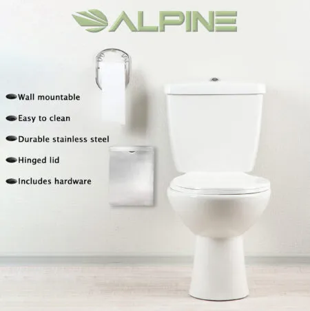 Alpine Industries ALP451-SSB Sanitary Napkin Receptacle, Stainless Steel