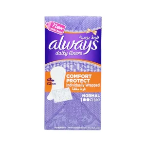 Always Daily Liners Comfort Protect Individually Wrapped Normal 20 Pieces