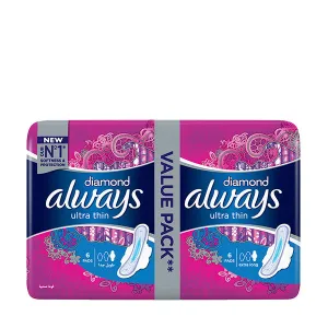 Always Diamond Ultra Thin Sanitary Napkins XL 6 Pcs