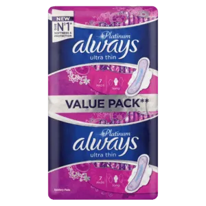 Always Platinum Ultra Thin Long Sanitary Pads 14 Pack