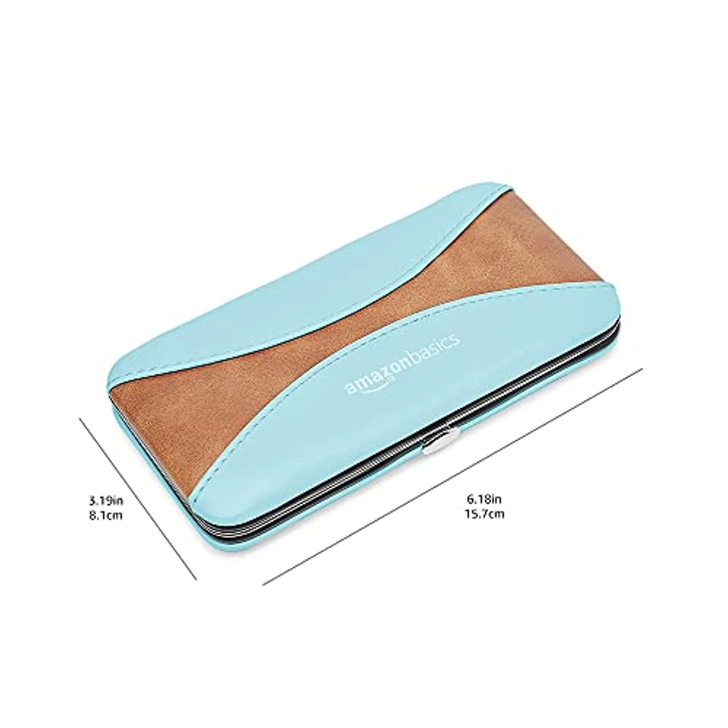 Amazon Basics 9-Piece Manicure and Pedicure Nail Clipping Set with Case- Stainless Steel, Turquoise