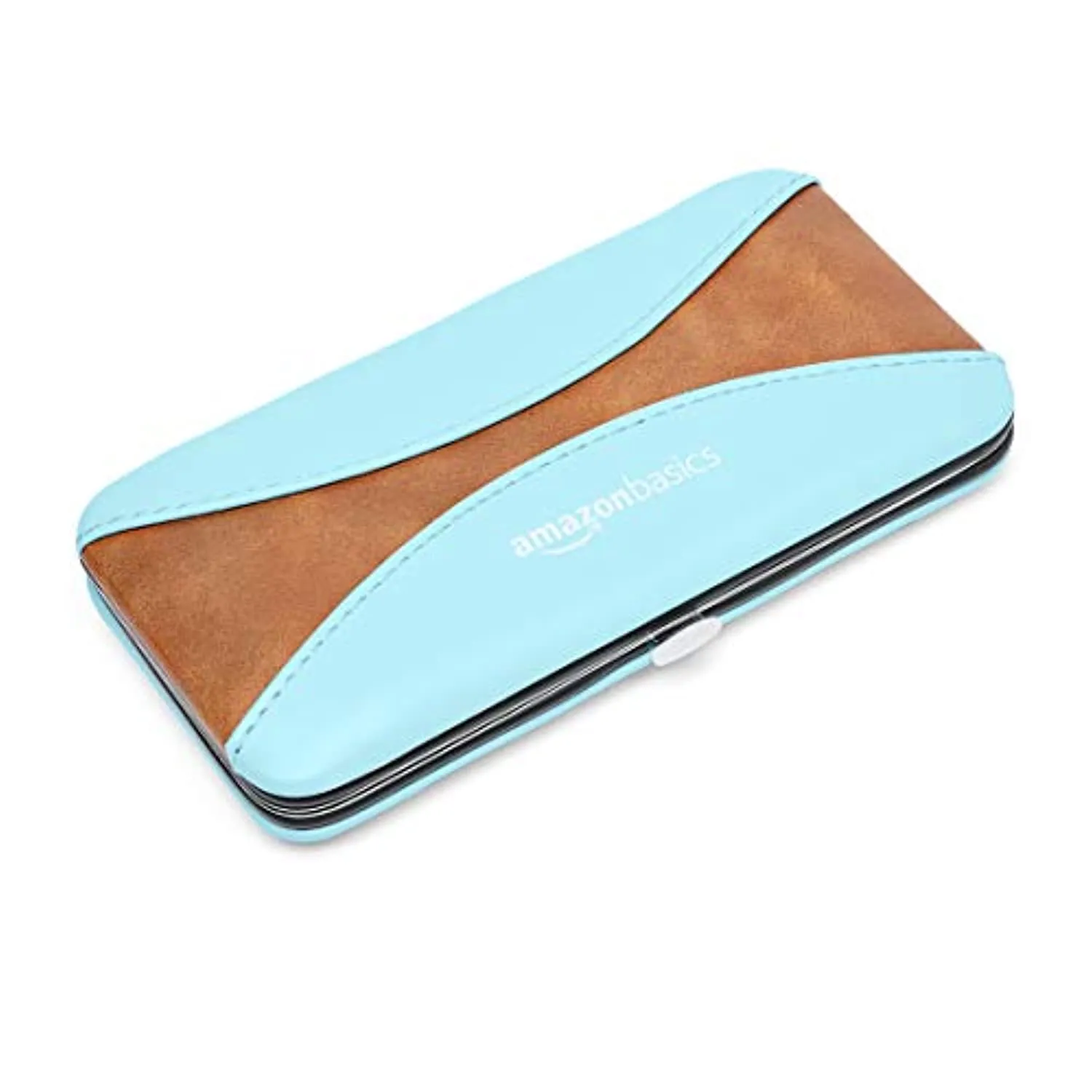 Amazon Basics 9-Piece Manicure and Pedicure Nail Clipping Set with Case- Stainless Steel, Turquoise