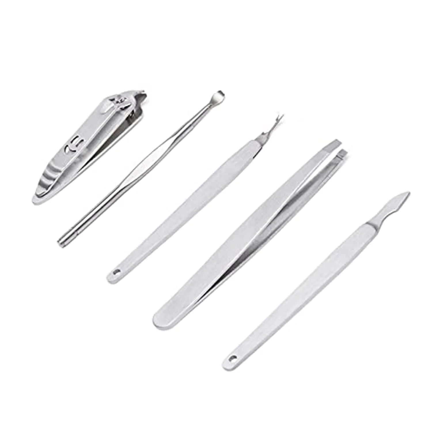 Amazon Basics 9-Piece Manicure and Pedicure Nail Clipping Set with Case- Stainless Steel, Turquoise