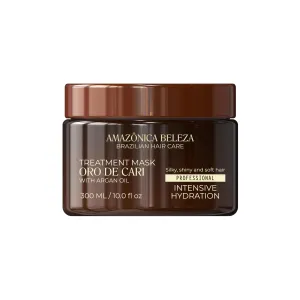 AMAZONICA BELEZA Oro de Cari Hair Mask, Intensive Hydration for Dry Hair with Argan Oil and Vitamin E, Professional Line, 10 Oz
