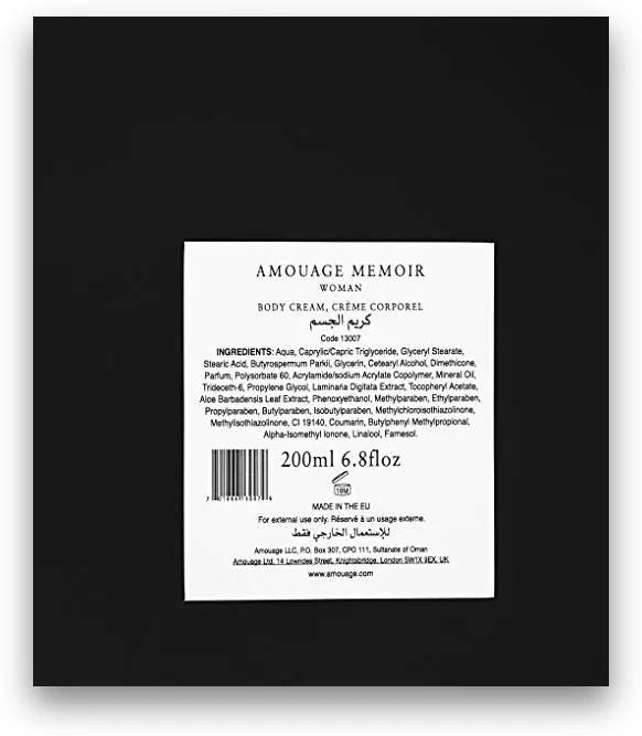 Amouage Memoir Women Body Cream 6.8oz/200ml New In Box