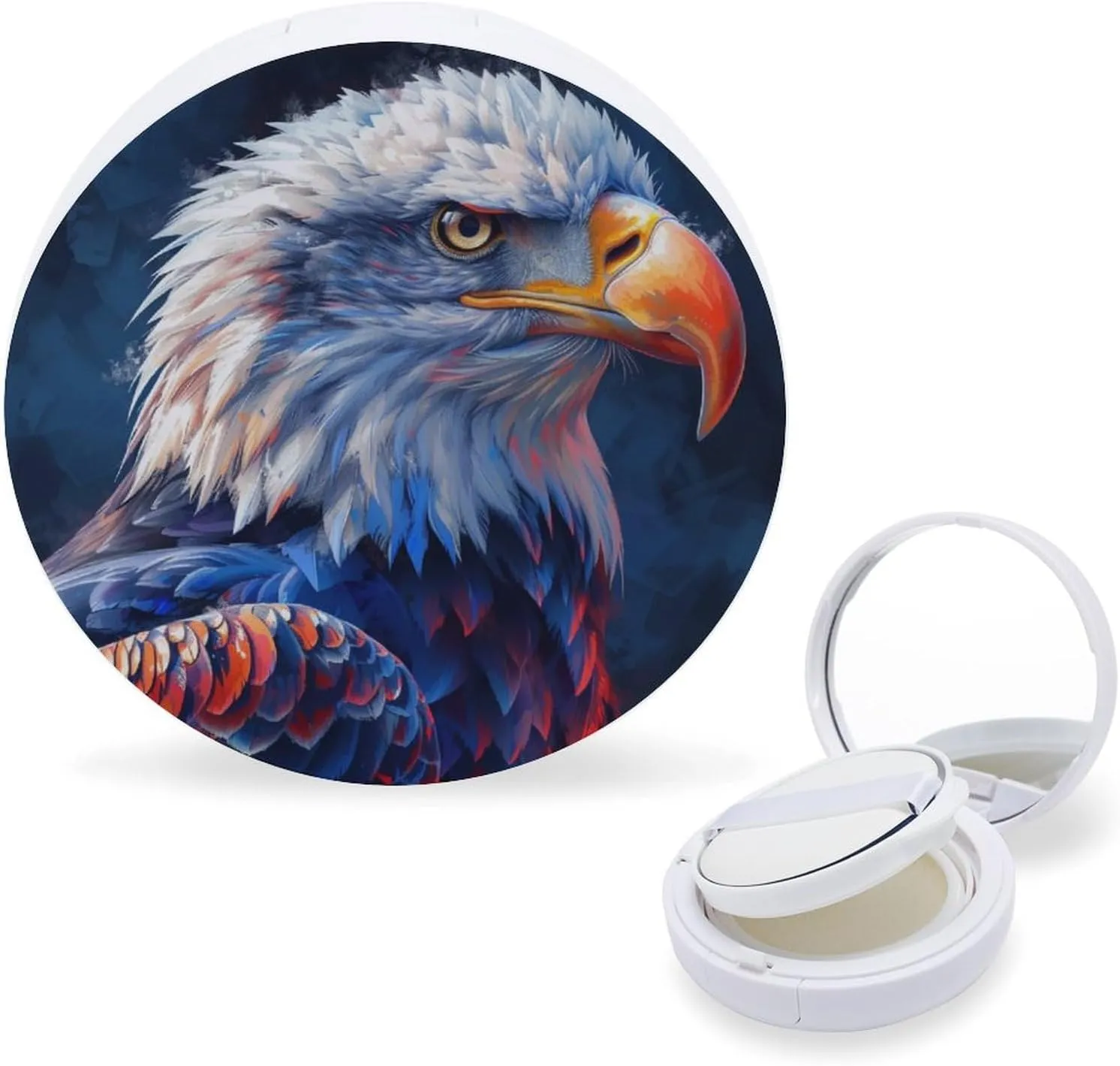 An Eagle Air Cushion Puff Box Portable Cosmetic Makeup Case Container,hand-painted Style Blue White And Red Loose Powder Foundation Container Suitable for BB Cream