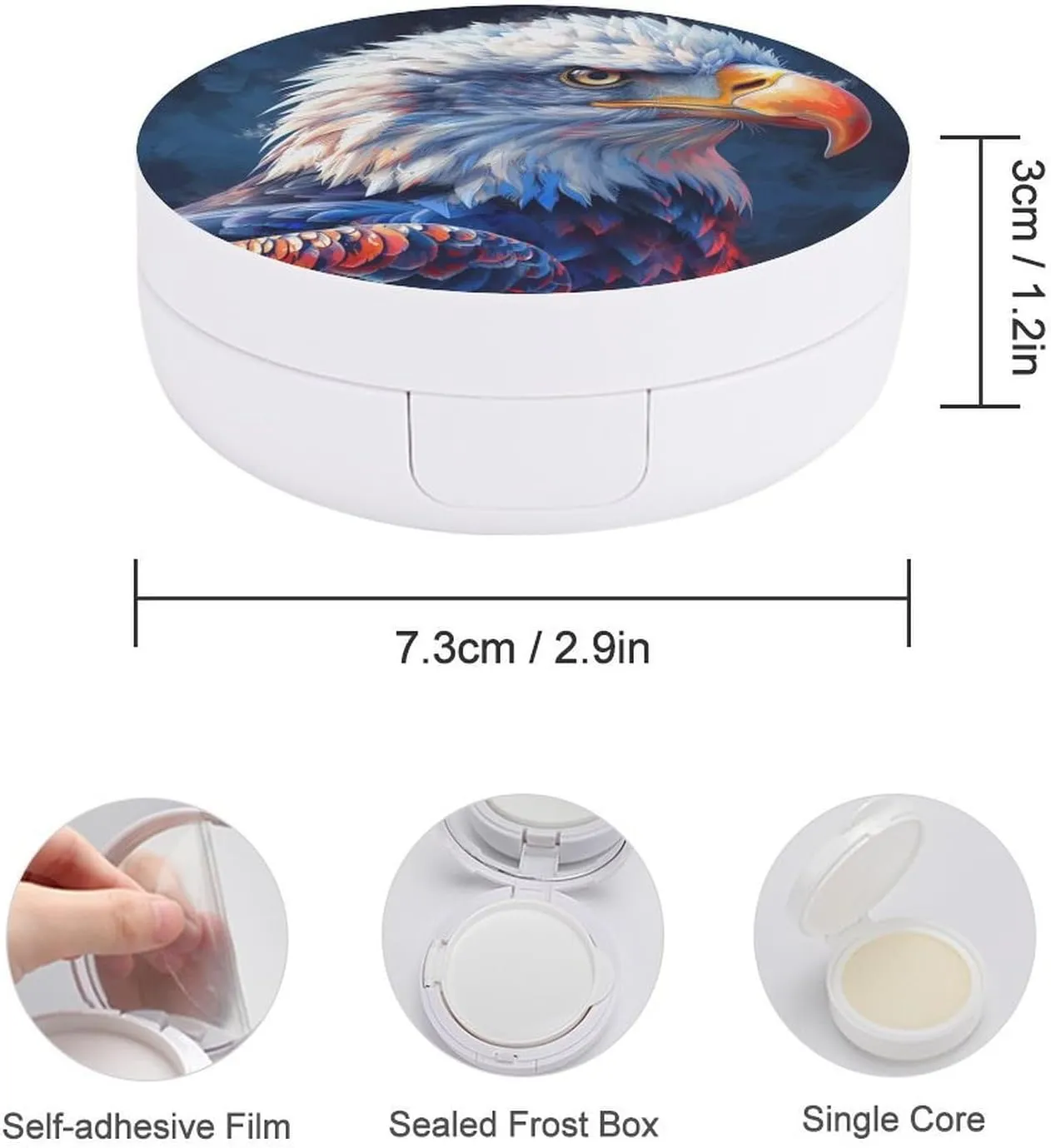 An Eagle Air Cushion Puff Box Portable Cosmetic Makeup Case Container,hand-painted Style Blue White And Red Loose Powder Foundation Container Suitable for BB Cream