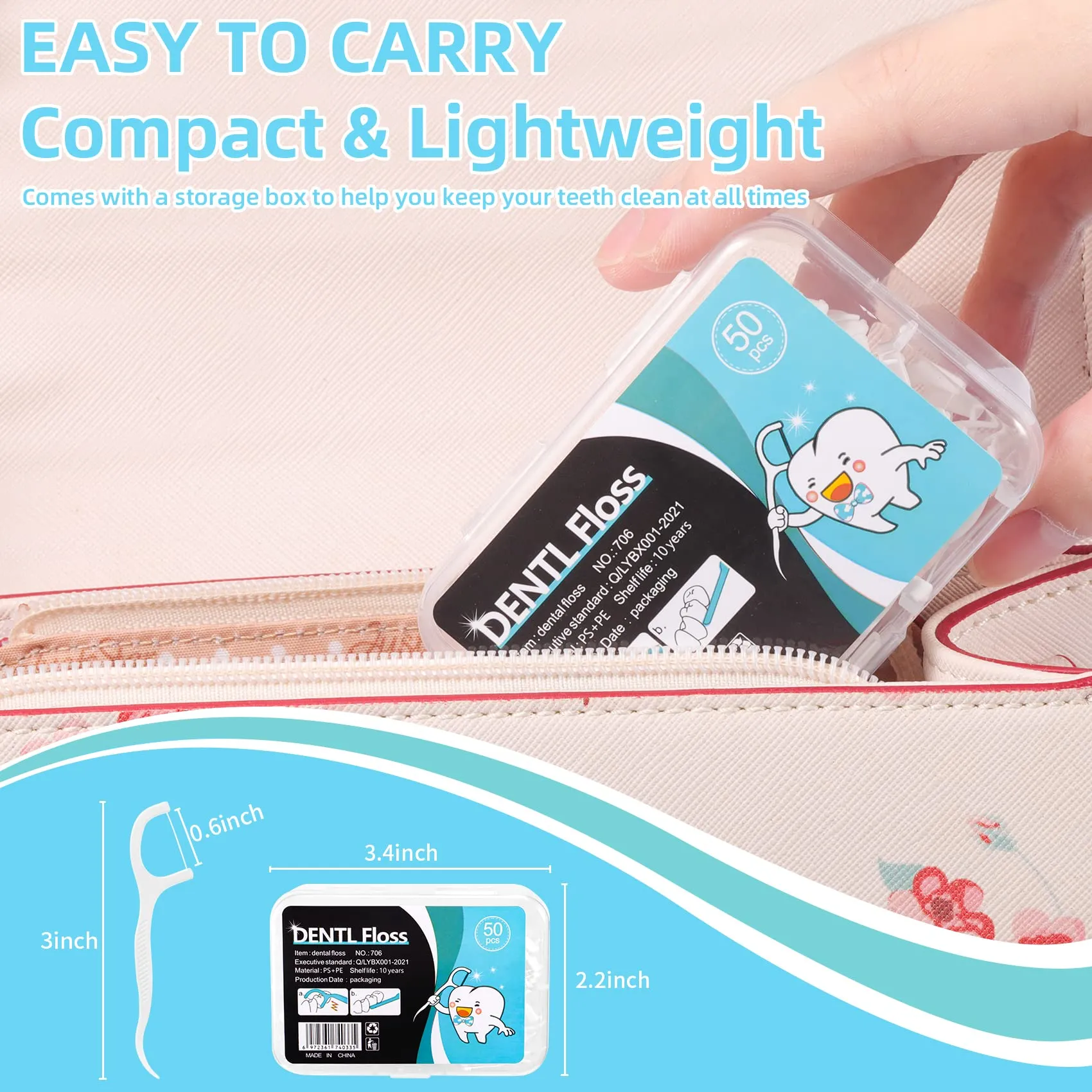 Annhua Dental Floss Picks 100Pcs, Dental Floss, Disposable Dental Toothpick with Storage Box, Teethpick for Home, Office, Travel