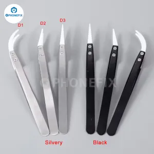 Anti-Static Stainless Steel Ceramic Tweezers with Straight Curved Knife Tip
