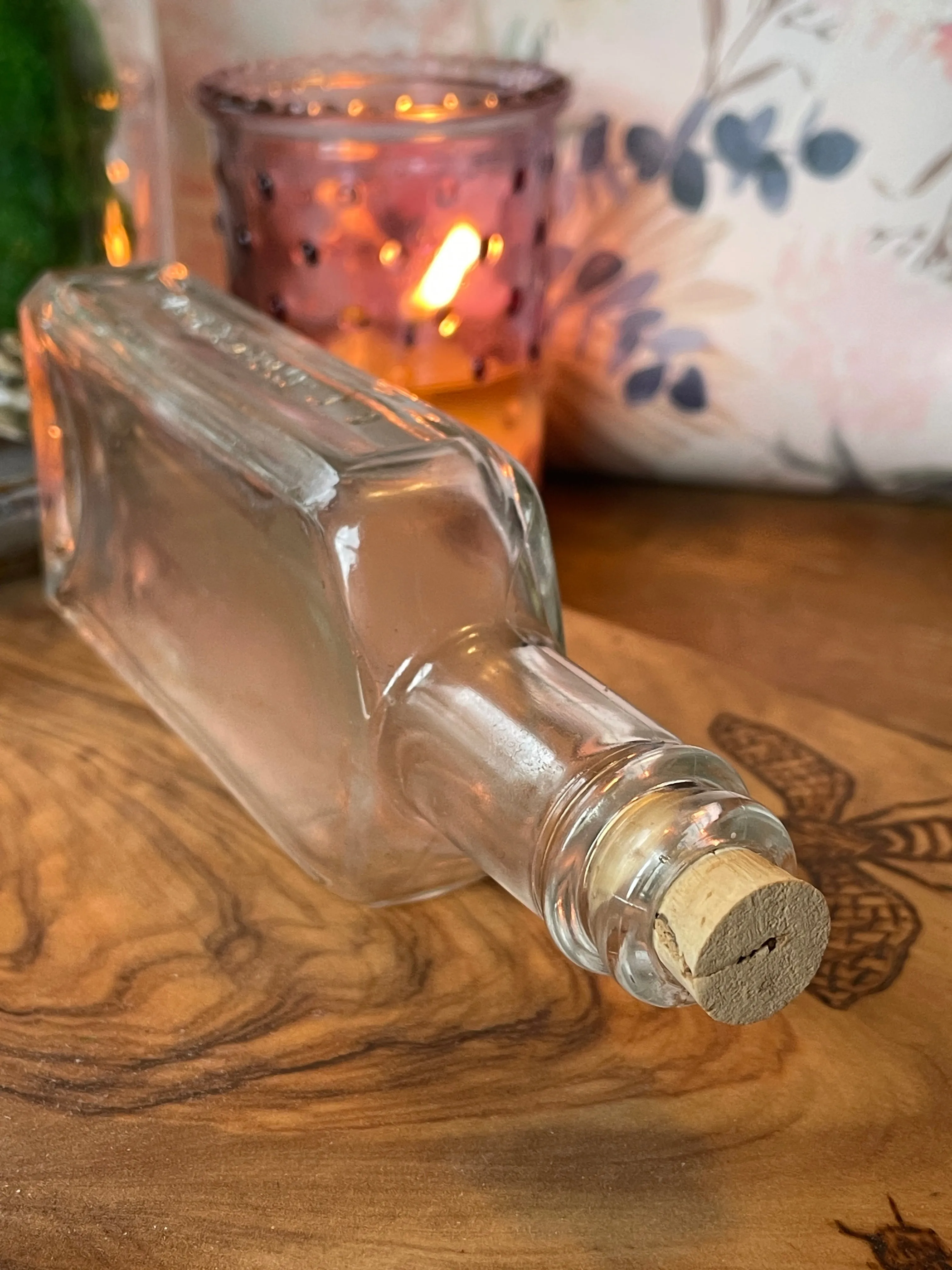 Antique Glass Medicine Bottle, embossed O.F. Woodward, Leroy, NY