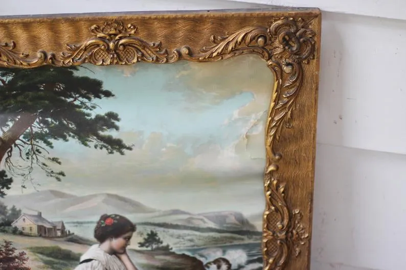 Antique Large Wood Victorian Bronze Frame