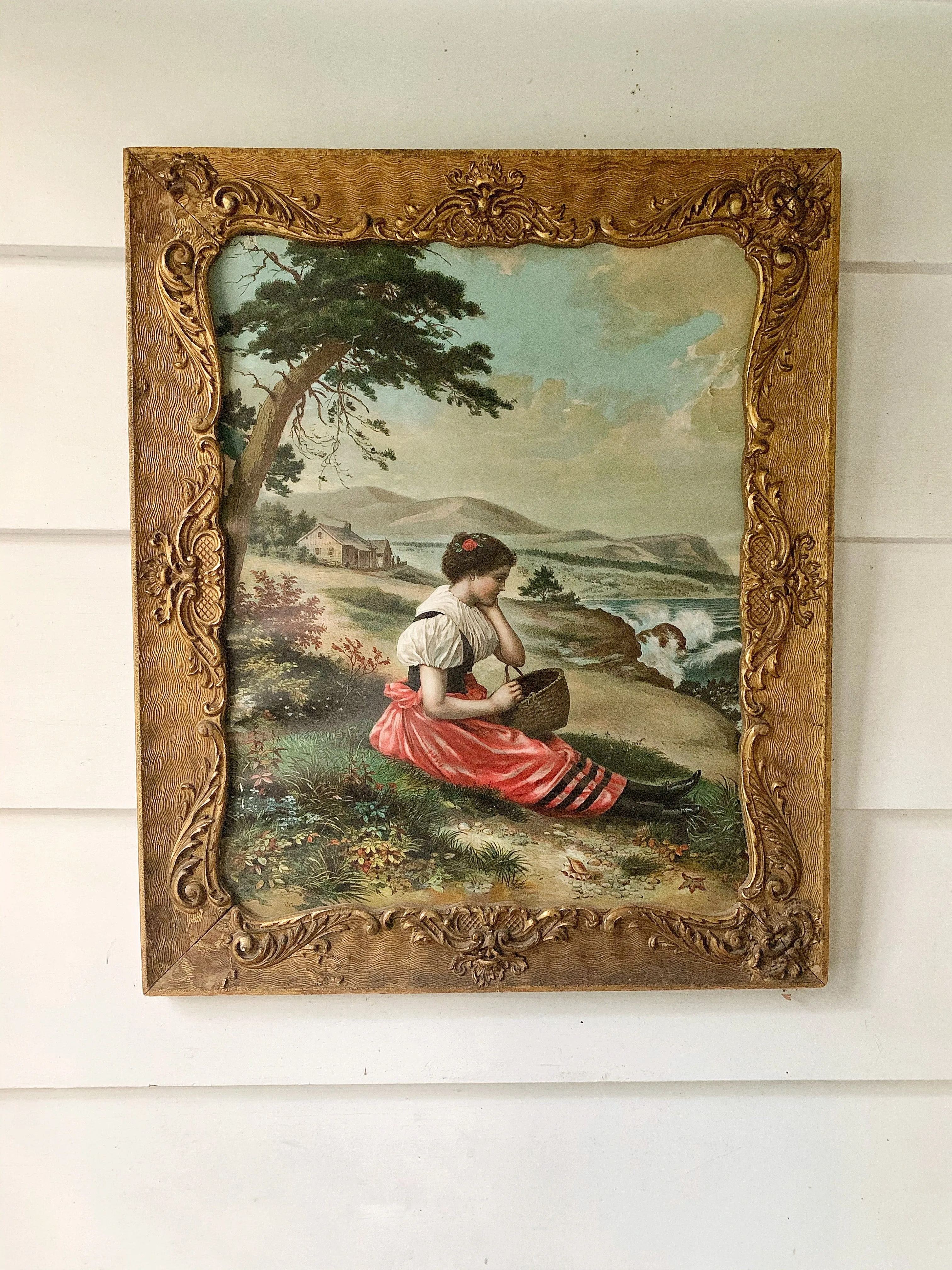 Antique Large Wood Victorian Bronze Frame