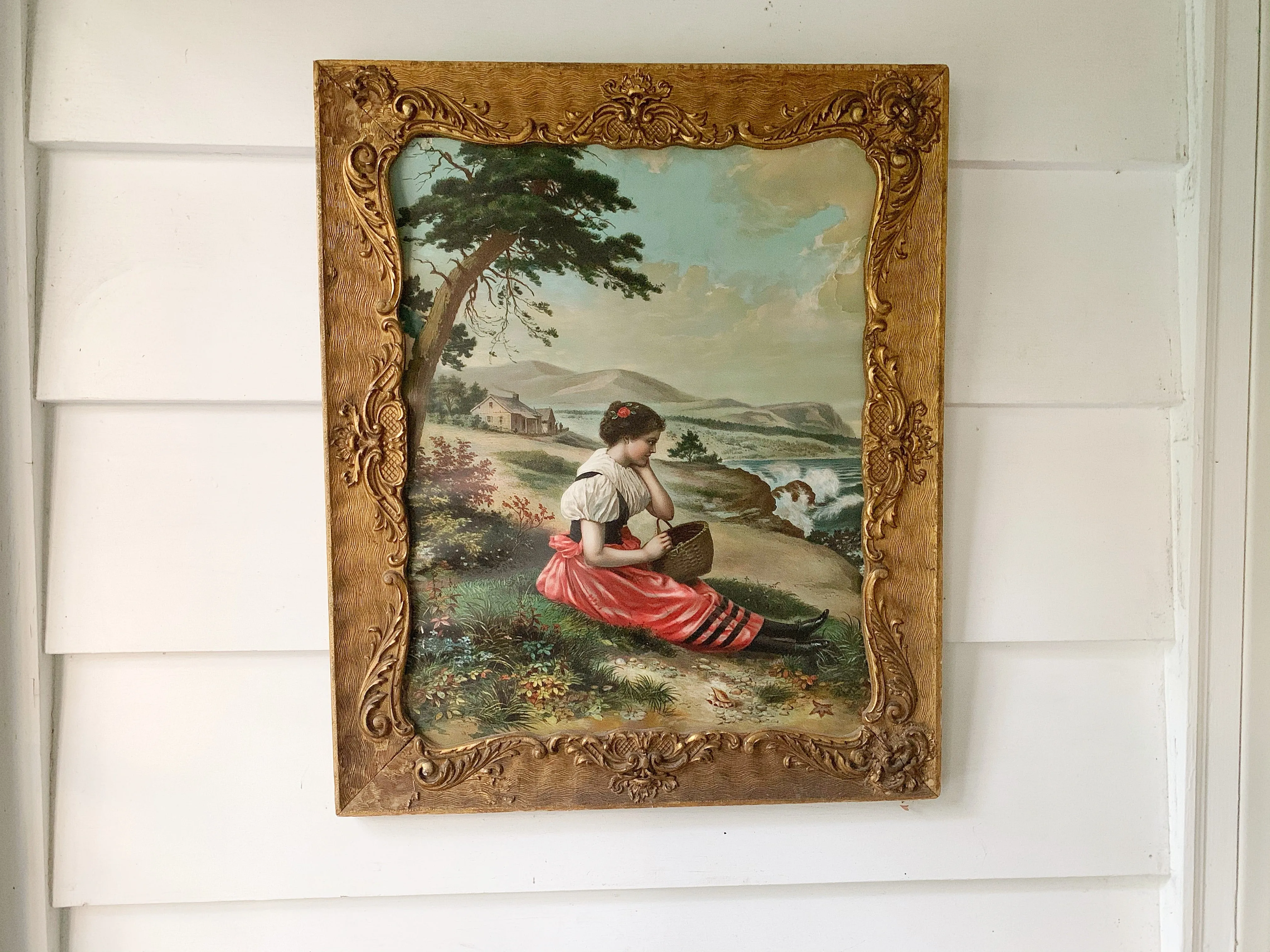 Antique Large Wood Victorian Bronze Frame