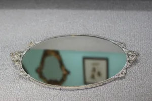 Antique White Gold Floral Rose Vanity Mirror