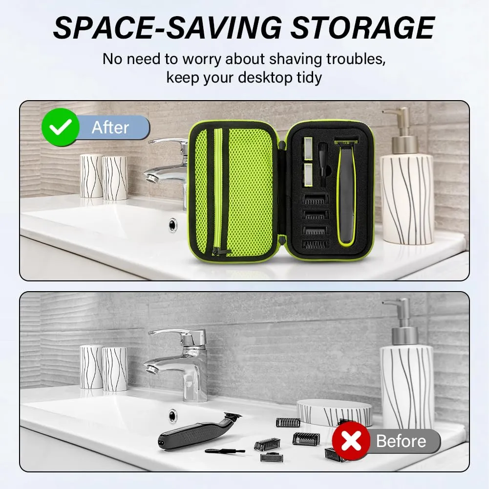 AOGOE Case for Philliips O Blade QP2520/30/70/90, QP2620/30, QP2724, QP2824/30/34, QP6550 Electric Shaver Protective Case, EVA Hard Case Leather with Sponge