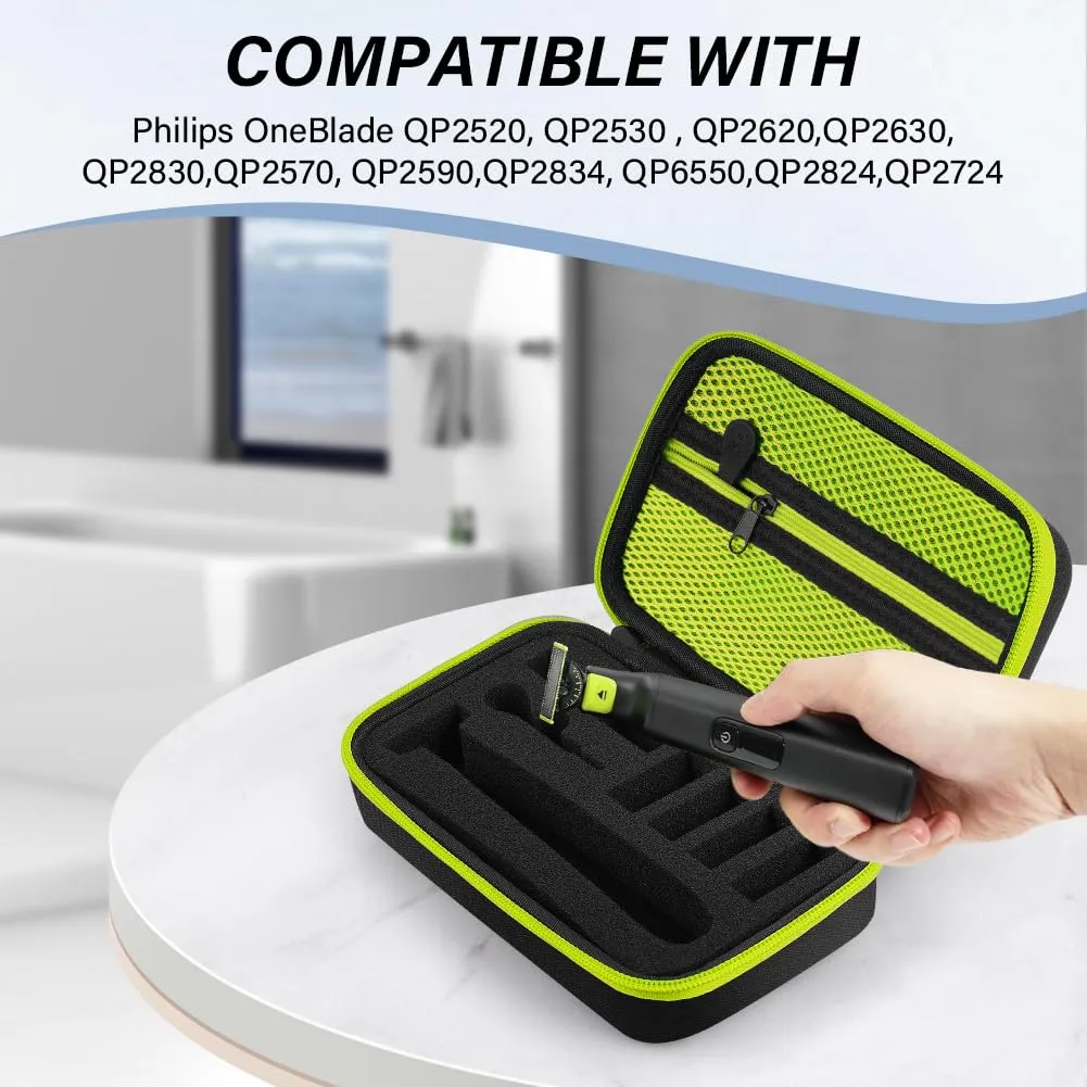 AOGOE Case for Philliips O Blade QP2520/30/70/90, QP2620/30, QP2724, QP2824/30/34, QP6550 Electric Shaver Protective Case, EVA Hard Case Leather with Sponge