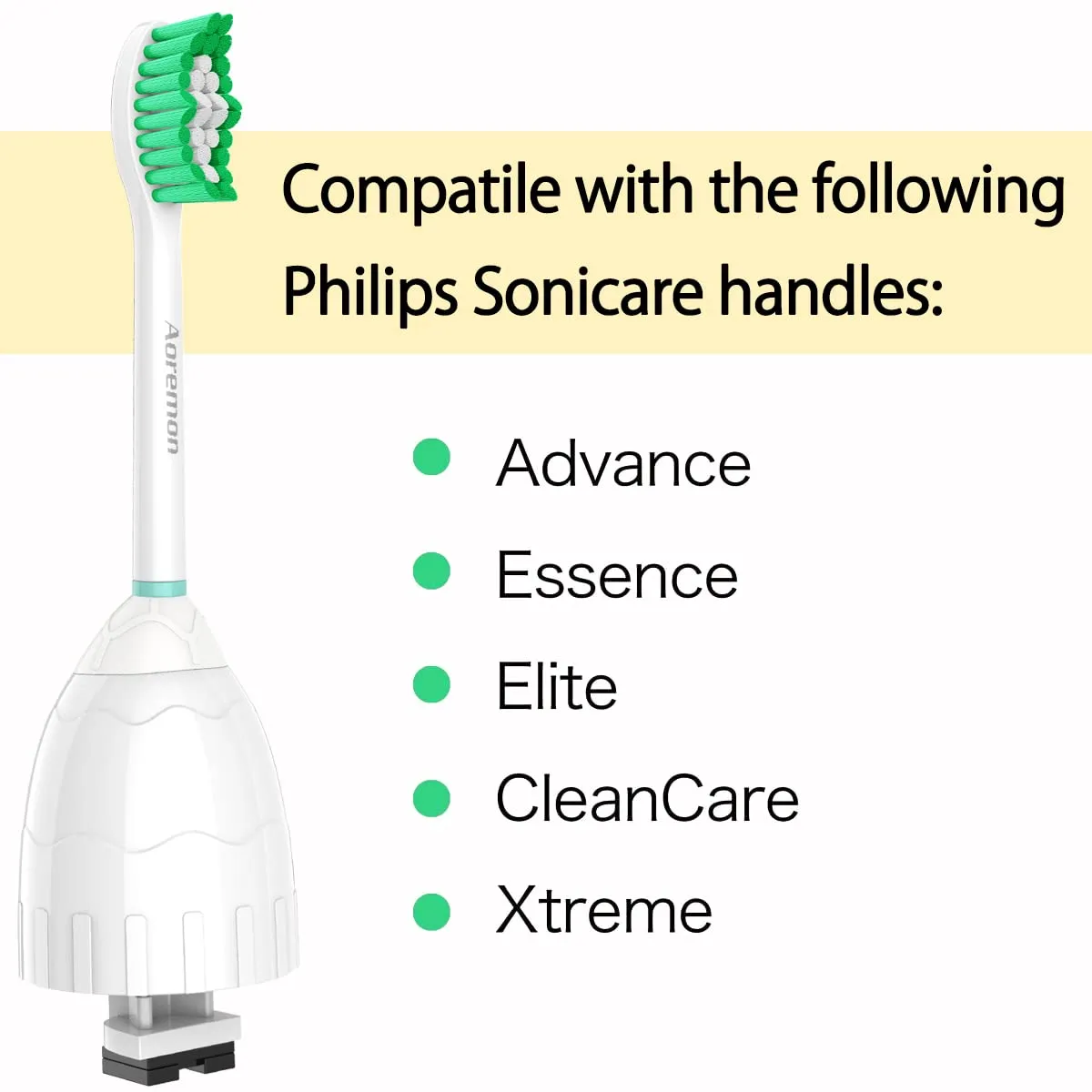 Aoremon Replacement Toothbrush Heads for Philips Sonicare E-Series Essence HX7022/66 and other Screw-on Electric Toothbrush Model, 6 Pack Green