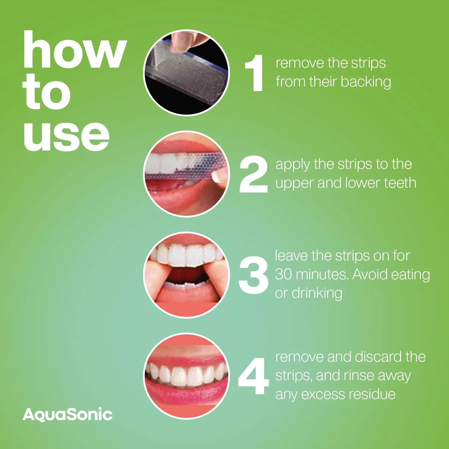 AquaSonic Professional Teeth Whitening Strips - Enamel Safe Teeth Whitening with Hydrogen Peroxide - Easy to Use, Non-Slip, Affordable & Effective (Spearmint) Spearmint
