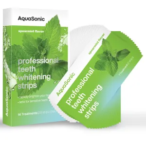 AquaSonic Professional Teeth Whitening Strips - Enamel Safe Teeth Whitening with Hydrogen Peroxide - Easy to Use, Non-Slip, Affordable & Effective (Spearmint) Spearmint