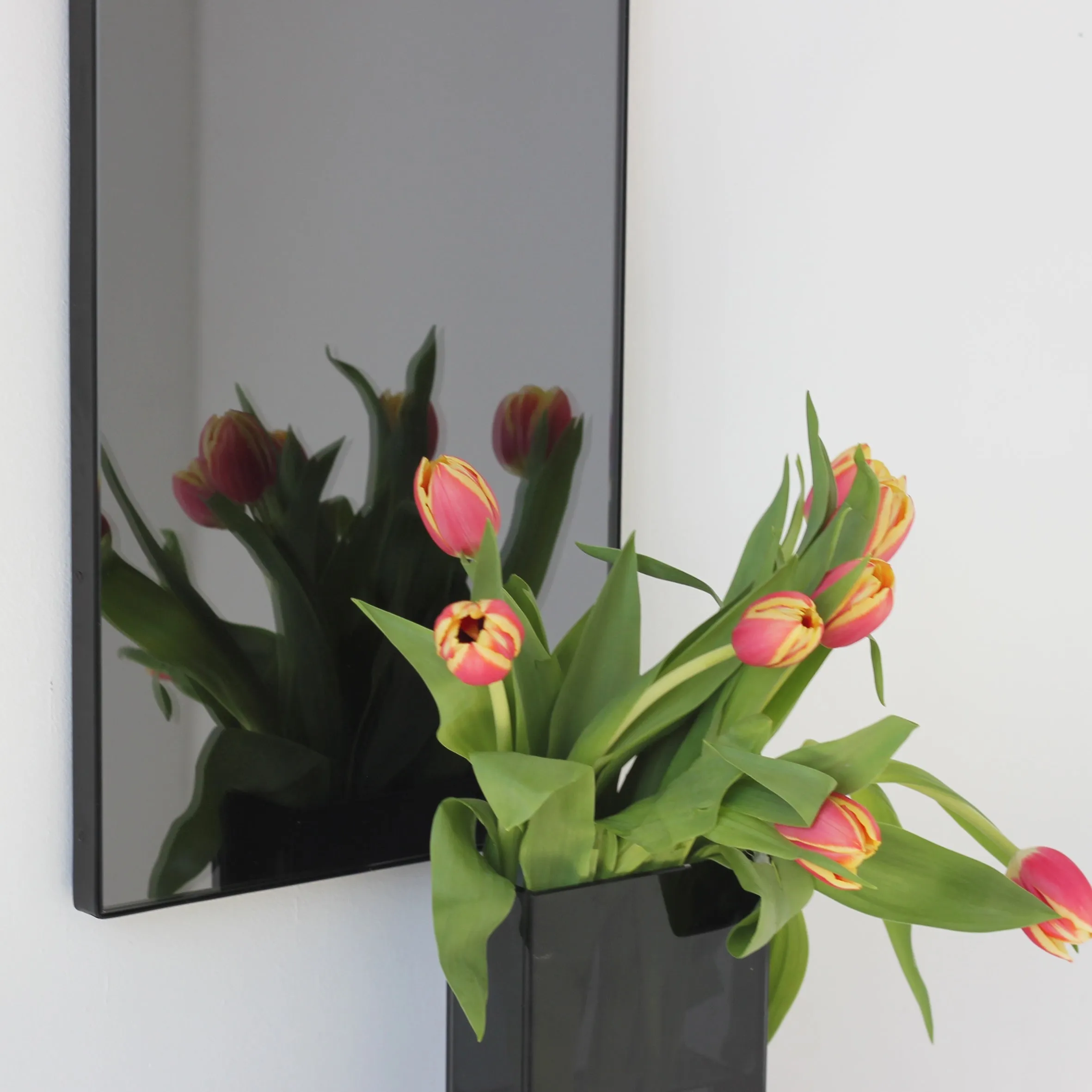 Arcus™ Arch shaped Black Tinted Contemporary Mirror with a Black Frame