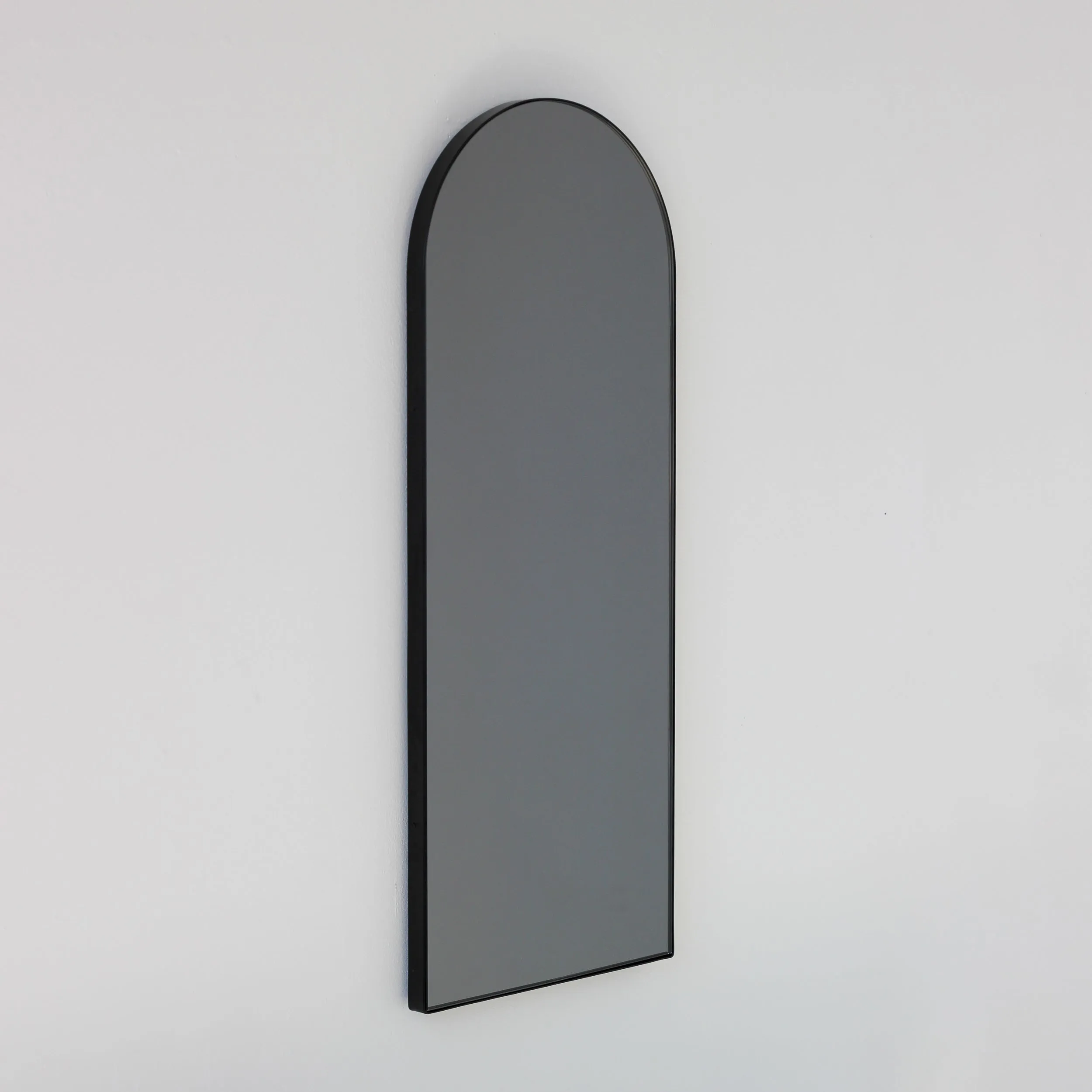 Arcus™ Arch shaped Black Tinted Contemporary Mirror with a Black Frame