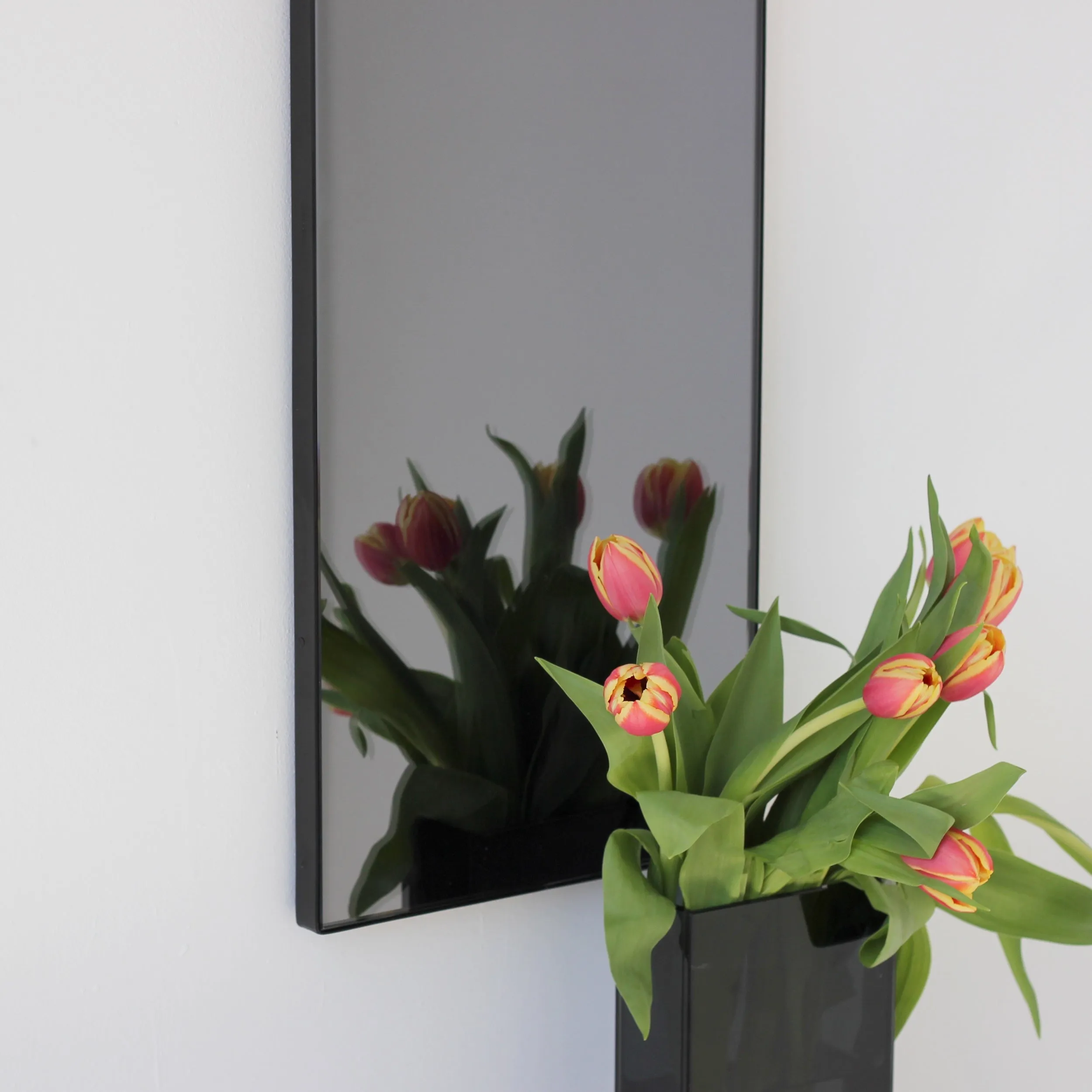 Arcus™ Arch shaped Black Tinted Contemporary Mirror with a Black Frame
