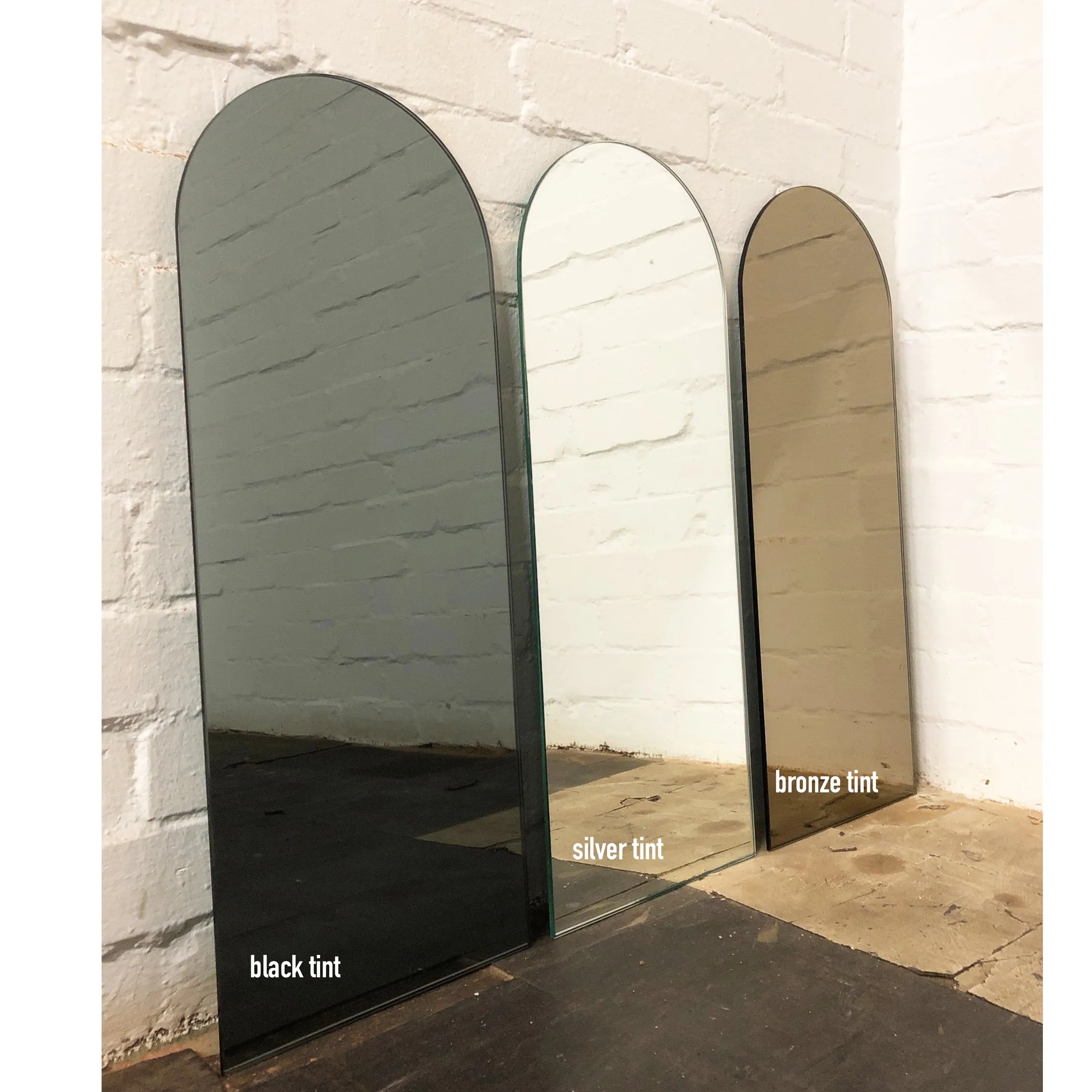 Arcus™ Arch shaped Minimalist Frameless Mirror with a Floating Effect, Large