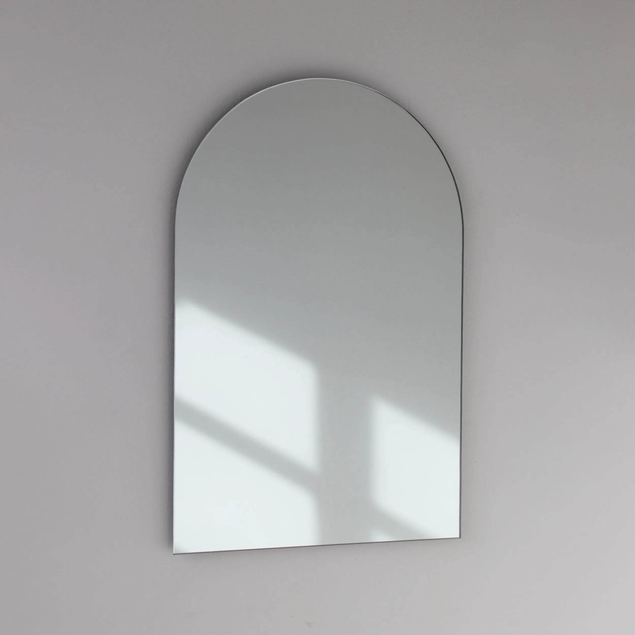 Arcus™ Arch shaped Minimalist Frameless Mirror with a Floating Effect, Large