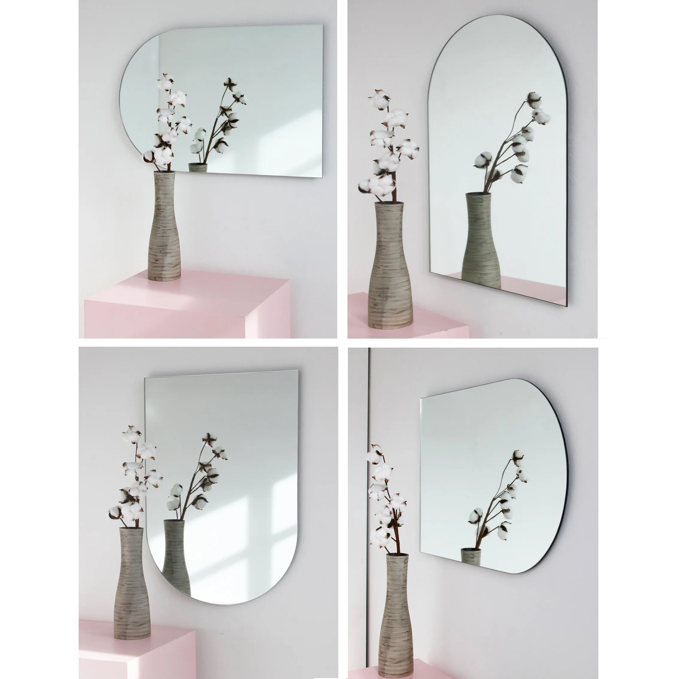 Arcus™ Arch shaped Minimalist Frameless Mirror with a Floating Effect, Large