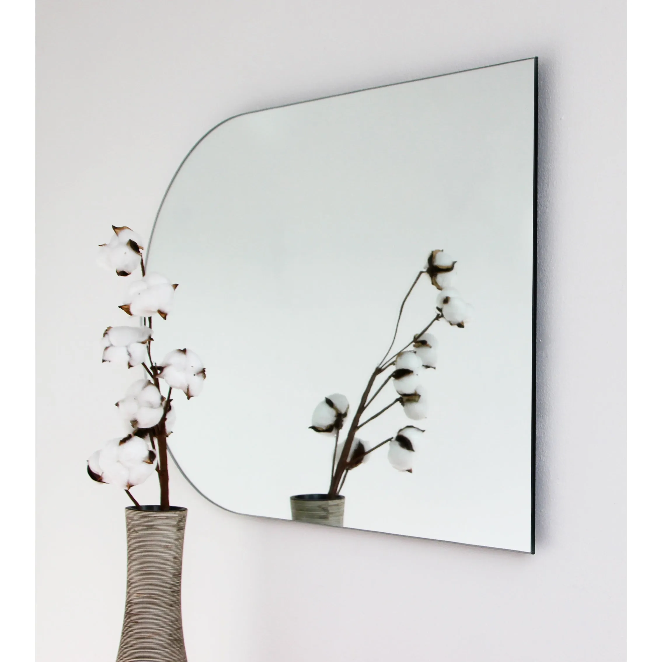Arcus™ Arch shaped Minimalist Frameless Mirror with a Floating Effect, Large
