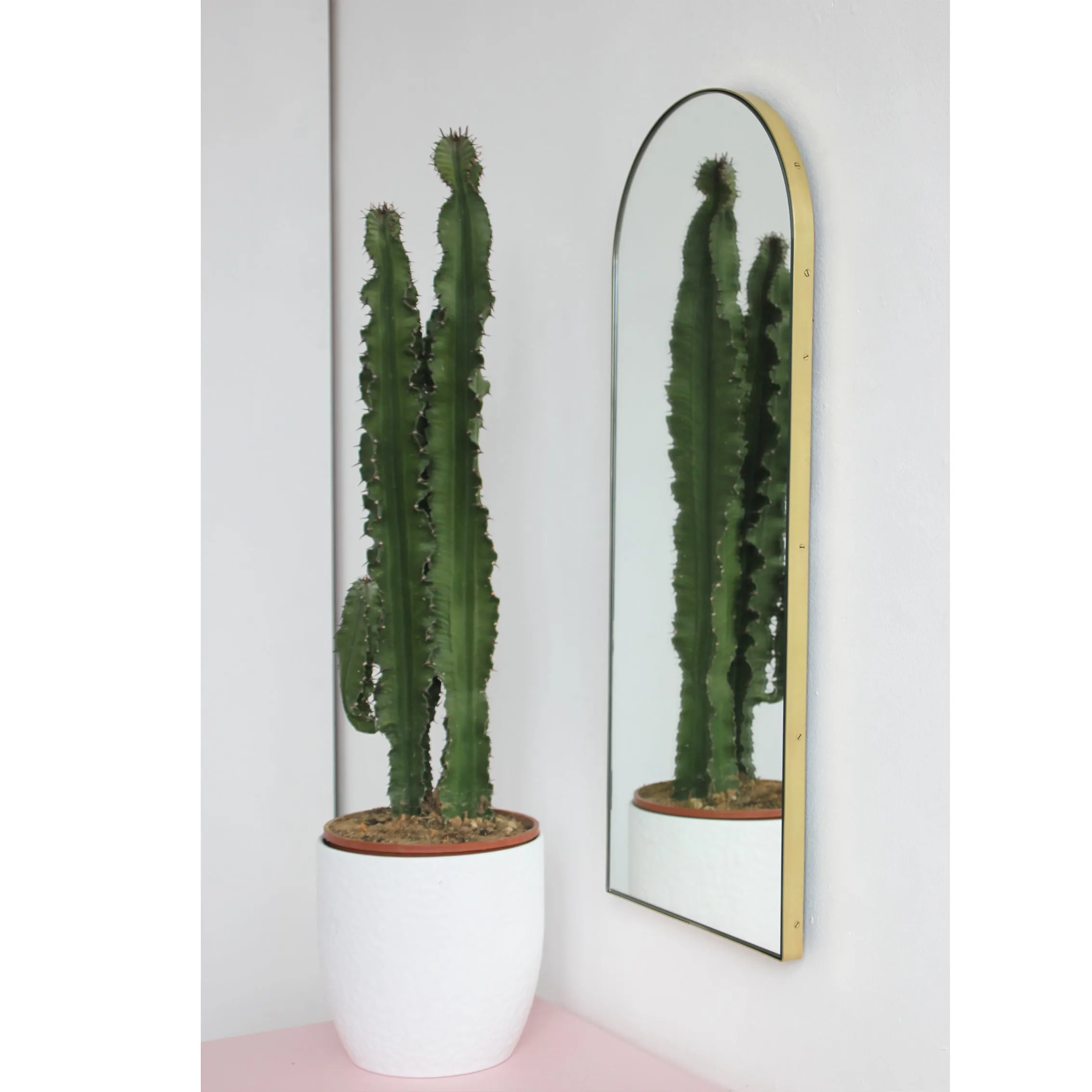 Arcus™ Arch shaped Modern Mirror with a Brass Frame