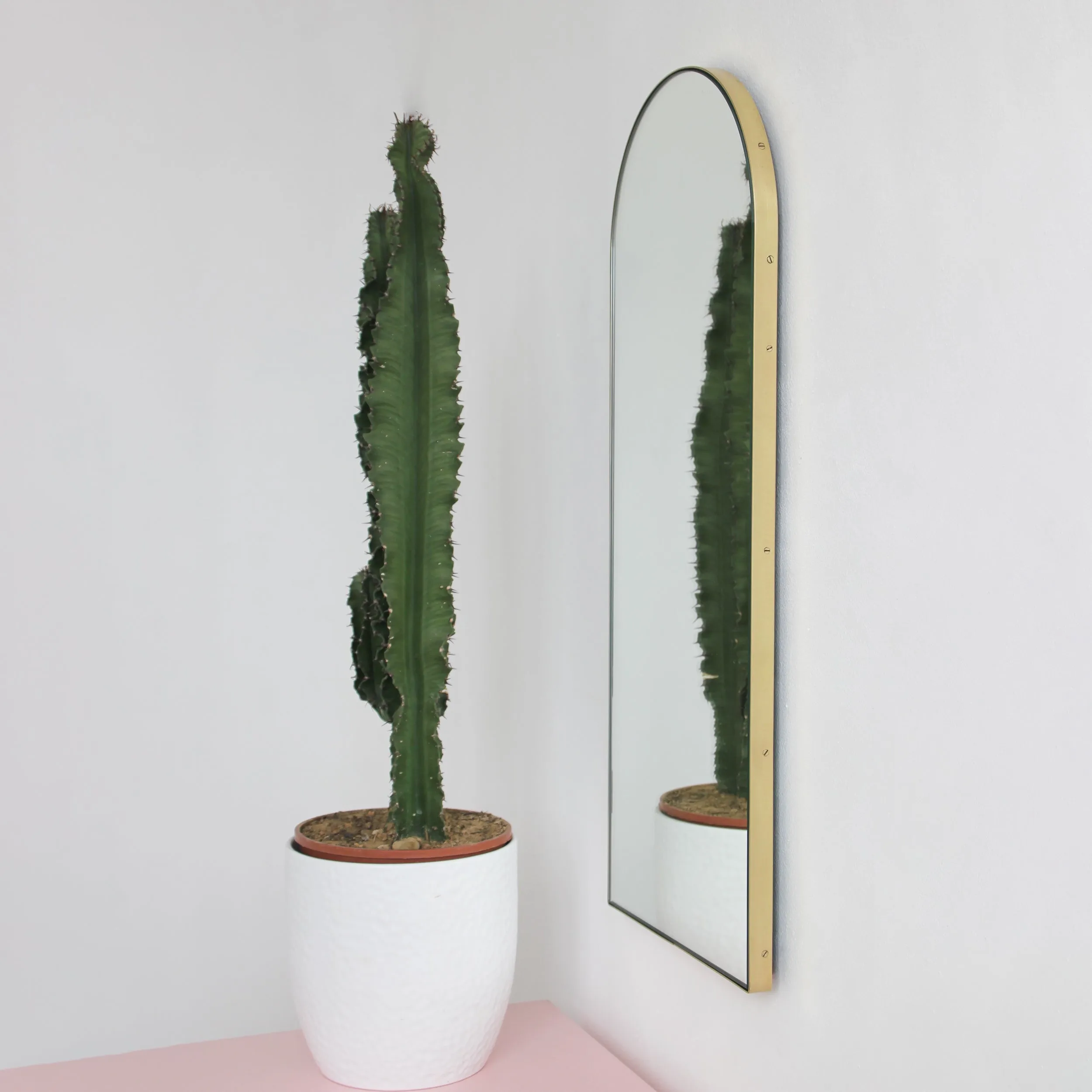 Arcus™ Arch shaped Modern Mirror with a Brass Frame