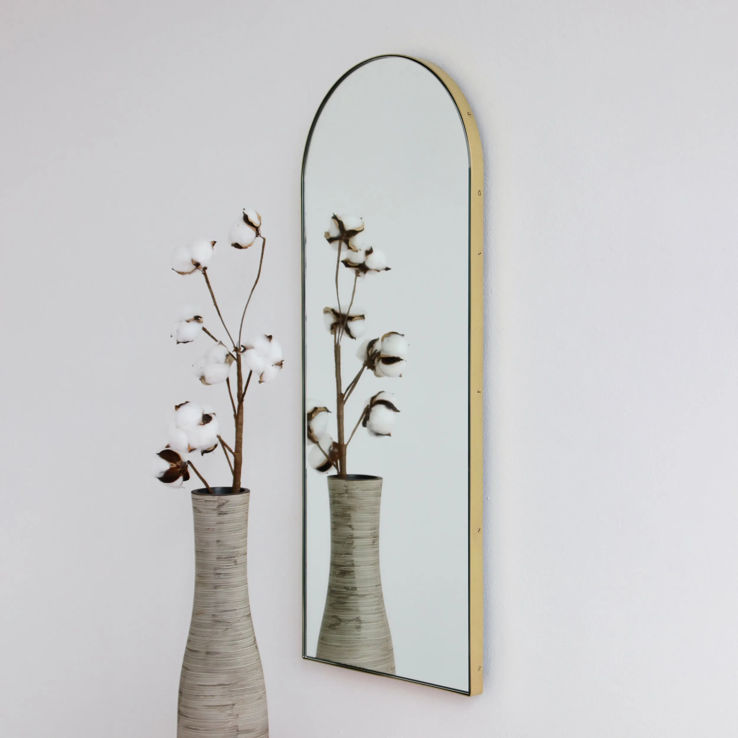 Arcus™ Arch shaped Modern Mirror with a Brass Frame
