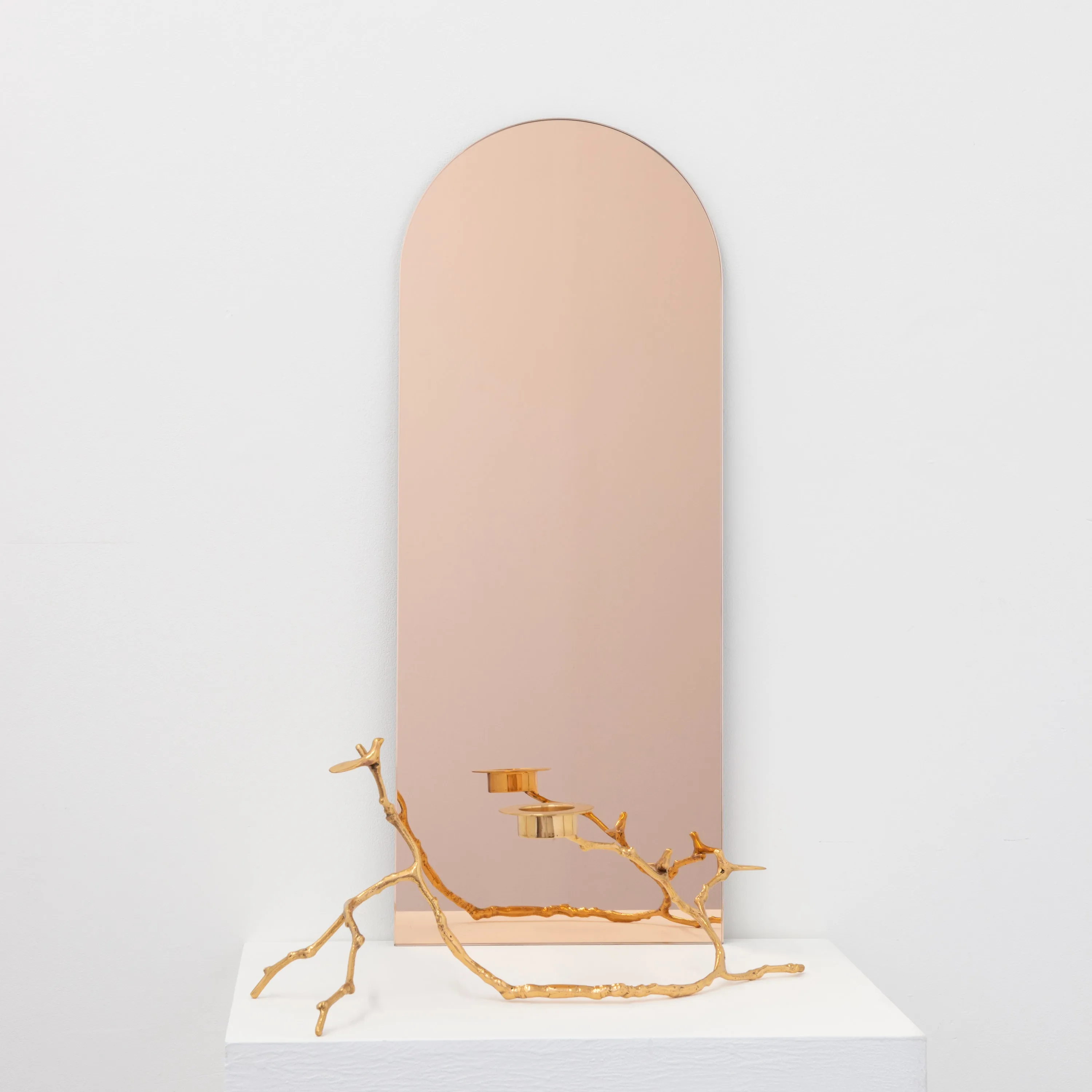 Arcus™ Arch shaped Rose Gold Tinted Contemporary Bespoke Frameless Mirror