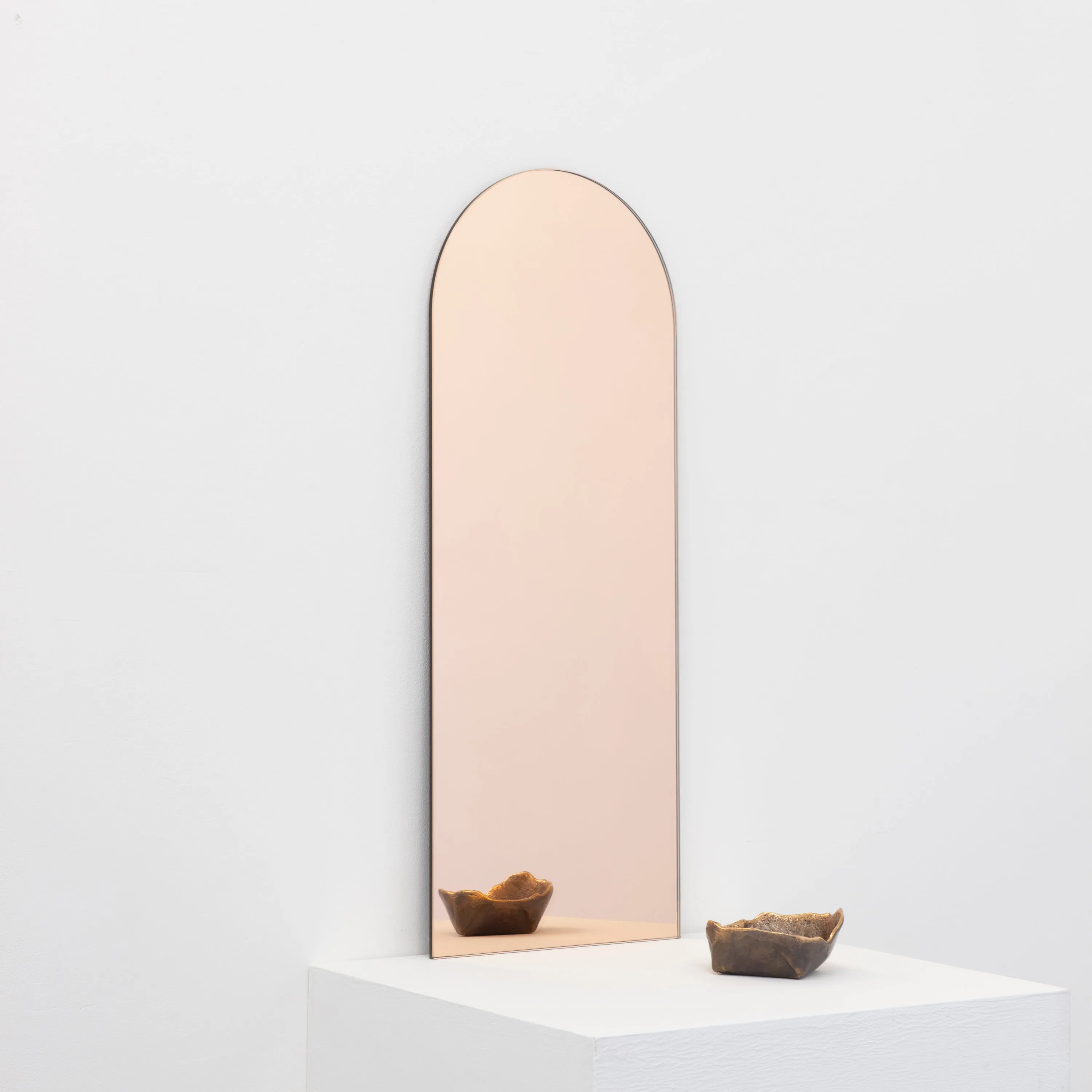 Arcus™ Arch shaped Rose Gold Tinted Contemporary Bespoke Frameless Mirror